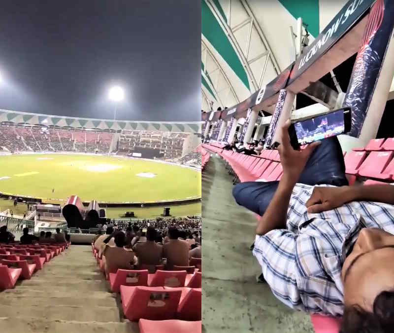 Funny video of IPL match in Lucknow stadium goes viral funny man in audience during cricket Funny video of IPL match in Lucknow stadium goes viral funny man in audience during cricket
