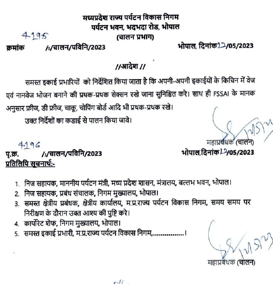  होटलों में वेज एंड नॉनवेज भोजन बनाने के लिए अलग किचिन सहित पृथक व्यवस्था के निर्देश जारी