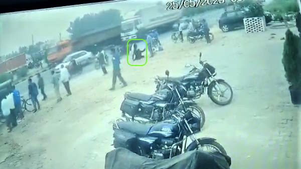 Amroha Road Accident Live CCTV Video child crossing road hit by car fell 15 feet away Death on spot