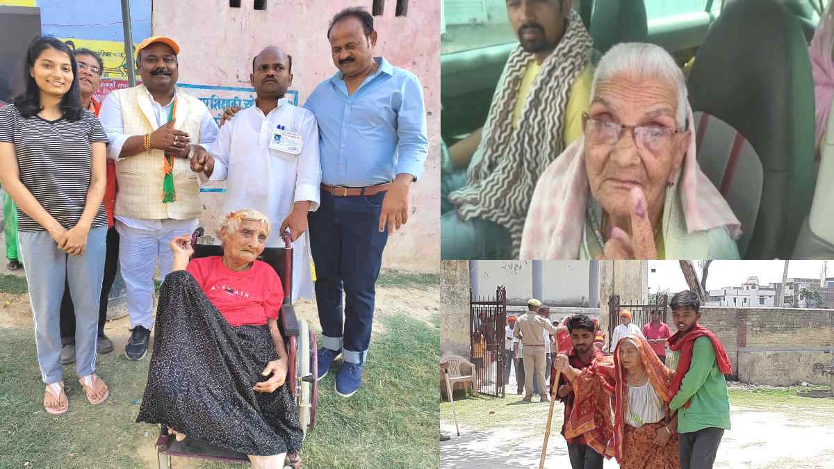 UP Nikay Chunav 2023 awsome pictures of differently abled old people voting strengthening democracy UP Nikay Chunav 2023 awsome pictures of differently abled old people voting strengthening democracy