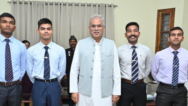 Army officers with CM Bhupesh Baghel