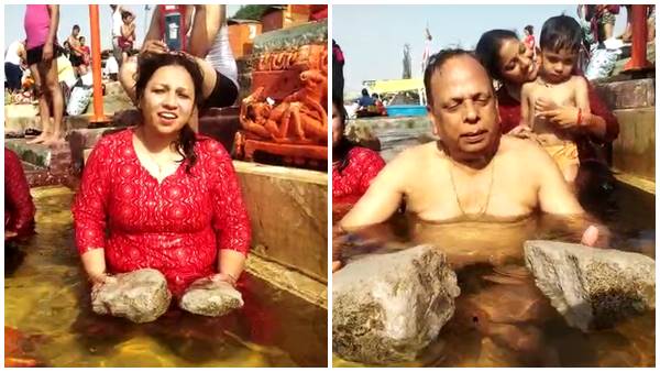 floating stones on Narmada Ghat Jabalpur: