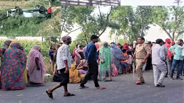 Bilhaur Road Accident Car ran over 3 elderly people resting under a tree died on the spot