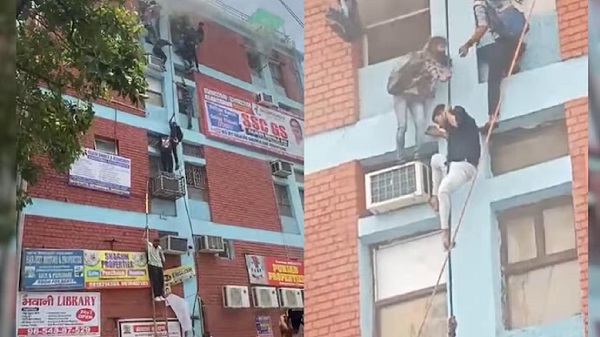 Delhi Mukherjee Nagar Fire Video