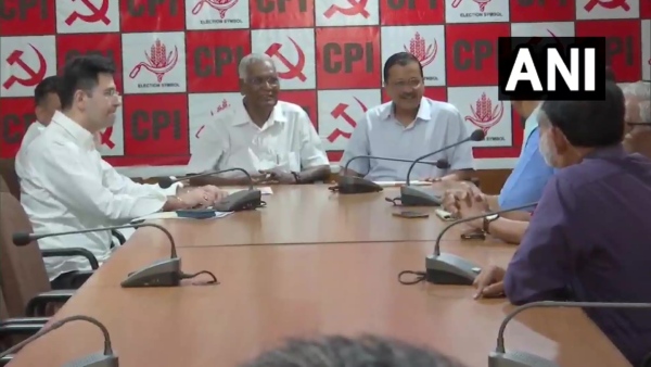 Delhi CM Arvind Kejriwal meets CPI leader