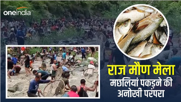 Raj Maun Mela tehri villagers jump into the river to catch fish, special mythological history Raj Maun Mela tehri villagers jump into the river to catch fish, special mythological history
