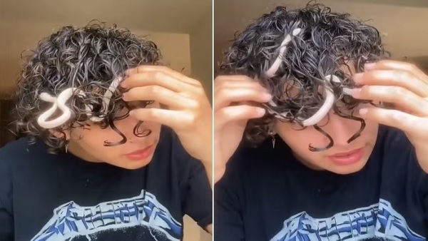 शख्स के घुंघराले बालों में रेंगता रहा सांप, VIDEO