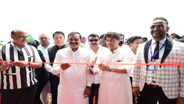 VD Sharma and Jyotiraditya Scindia inaugurated Indian Flying Academy and Flyola at Khajuraho