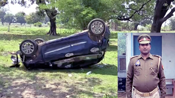 banda Inspector car overturned in an attempt to save the cyclist in chitrakoot both died