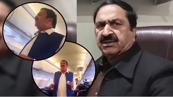 Pakistani man begging in plane