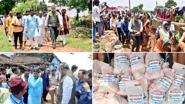 केंद्रीय मंत्री पटेल भोजन व राहत सामग्री लेकर जलाशय प्रभावितों के घर पहुंचे