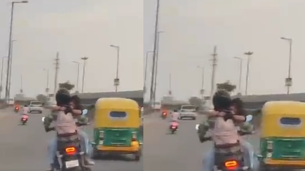Couple was seen romancing on bike