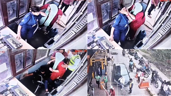 Greater Noida Toll Plaza Viral Video Woman worker assaulted for demanding toll captured in CCTV