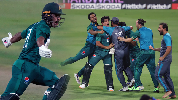 Naseem Shah celebrates wildly