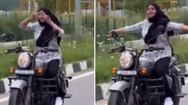 Girl performs dangerous stunt