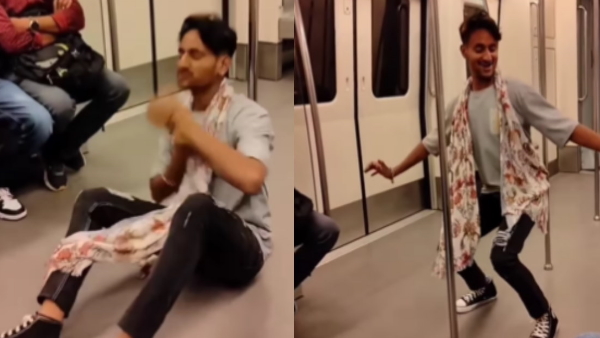 man dancing in delhi metro