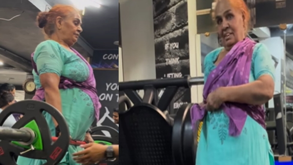 Old woman doing exercise