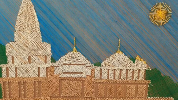 painting of Ram Mandir made with 2726 nails girl student priya singh of Banaras made word record