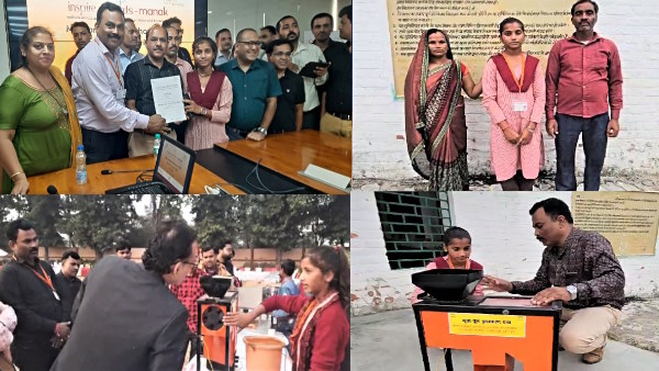 Laborer daughter class 8 student Pooja made dust free thresher machine from junk for farmers Laborer daughter class 8 student Pooja made dust free thresher machine from junk for farmers