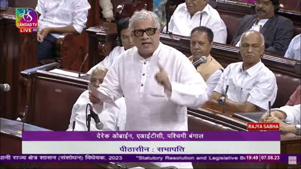 टीएमसी सांसद डेरेक ओ ब्रायन का तीखा हमला, सभापति ने याद दिलाए नियम