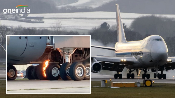 Delta plane’s tires catch fire