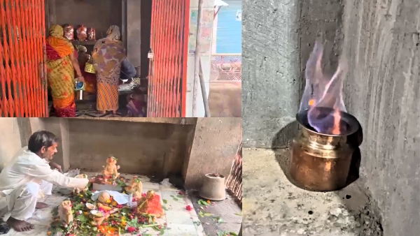 flames started coming out of an empty pot devotees in temple saying it is a miracle of lord shiva 