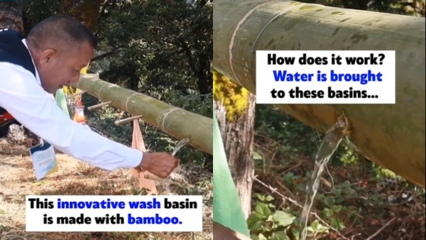 Unique wash basin made of bamboo,