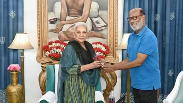 रजनीकांत ने की राज्यपाल से मुलाकात।