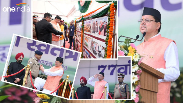 Independence Day 2023 CM pushkar Dhami honored relatives freedom fighters medals to 5 policemen