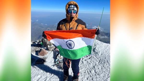 Tricolor hoisted on Europe highest peak Mount Elbrus by rajni Sav of Sant Kabir Nagar on 15 august Tricolor hoisted on Europe highest peak Mount Elbrus by rajni Sav of Sant Kabir Nagar on 15 august