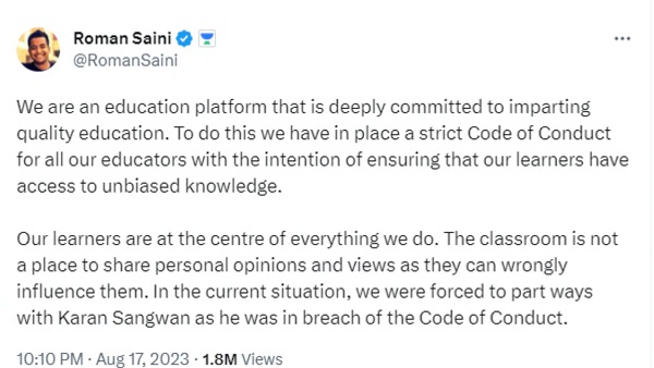 Unacademy Teacher Karan Sangwan