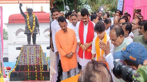 CM और सिंधिया ने माधवराव सिंधिया की प्रतिमा का अनावरण किया