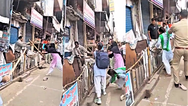 Viral Video of girl students beating the man who was harrassing them while returning from school 