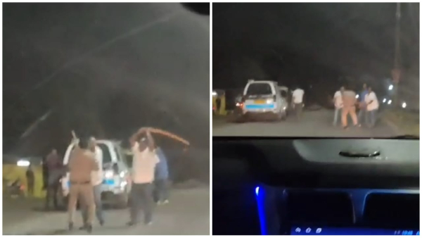 Dial-100 constables who went to close liquor shop in Ayodhya Nagar were beaten up, VIDEO viral