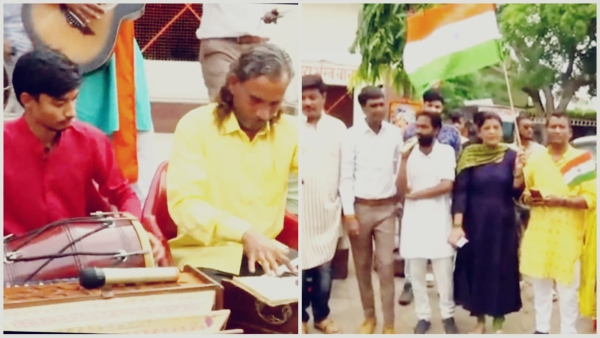 great enthusiasm in the bhopal regarding the soft landing of Chandrayaan-3, people are doing bhajan-kirtan great enthusiasm in the bhopal regarding the soft landing of Chandrayaan-3, people are doing bhajan-kirtan