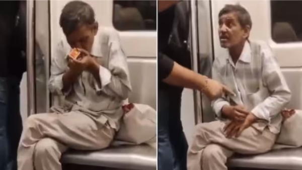 Man smoke in delhi metro