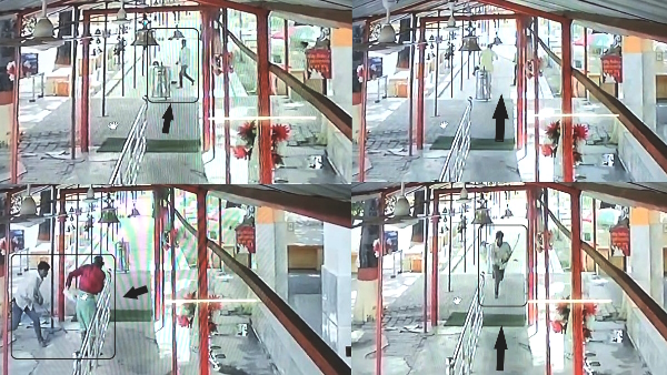 muslim man entered a temple in unnao and start hitting devotees with a heavy stick caught on cctv