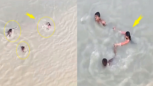 Two boys saved a drowning girl in kosi river of Bihar video of the rescue went viral.