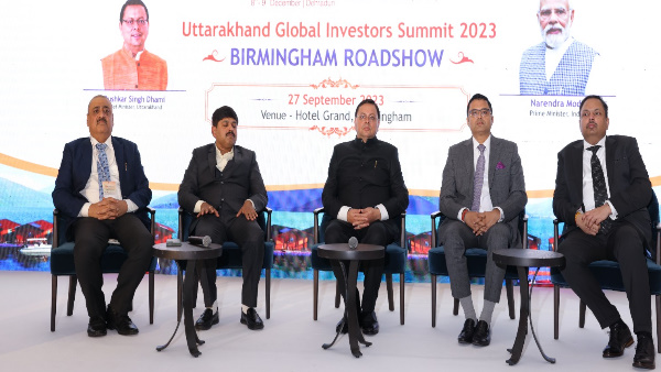 CM pushkar singh Dhami did a road show for the Global Investors Summit in Birmingham delegates 