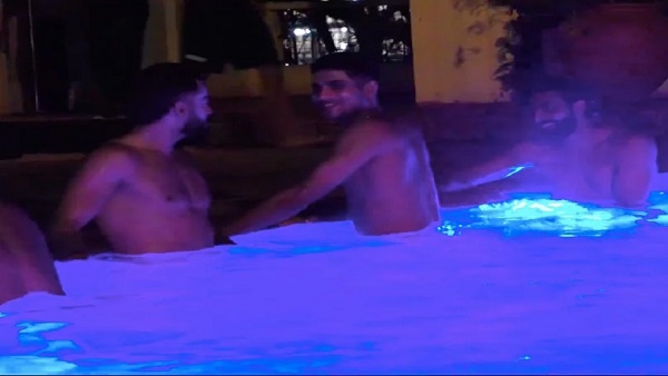 indian team players pool dance