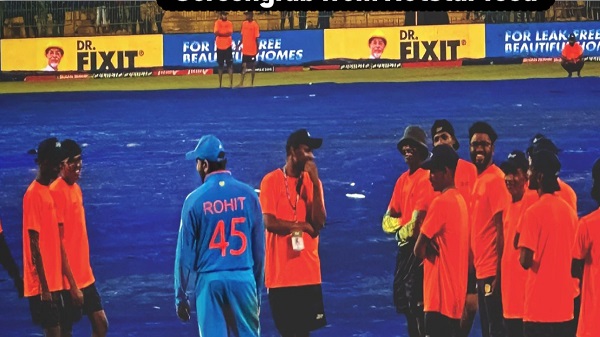Rohit Sharma man of the match cheque to ground staff