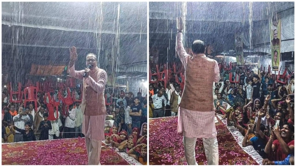 CM Shivraj Singh Chauhan gave speech amid heavy rain, announced to make Jaura municipality