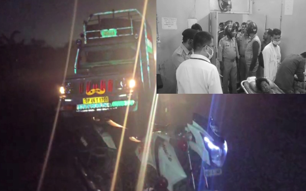 two people died after bike and pickup collided in bahraich district of uttar pradesh 