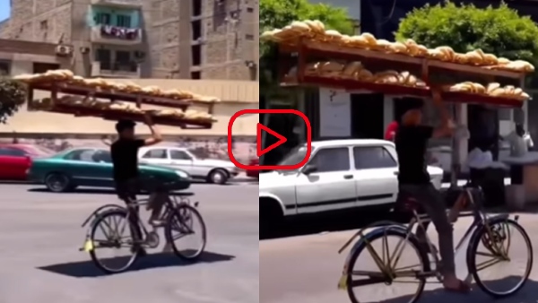 Bicycle with tray of bread
