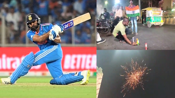 fans lit fireworks on India victory against pakistan in icc world cup in varanasi 