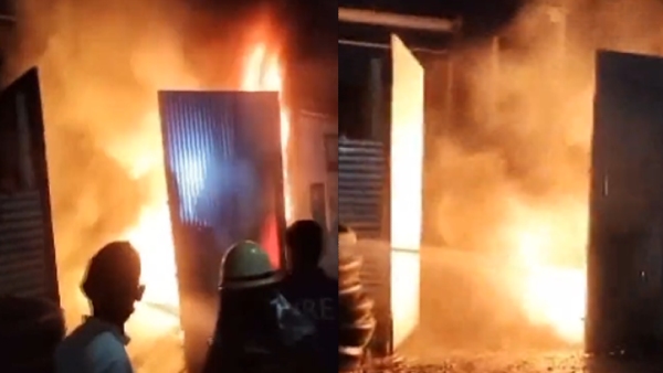 Fire breaks out in tyre godown Gujarat 