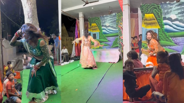 viral video of Male artists disguised as bar girls did dance on stage of ramleela in hathras 