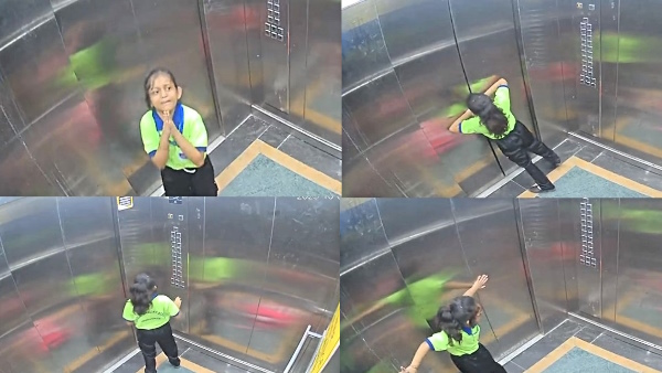 viral cctv video of little girl trapped in lift in Janeshwar Enclave Apartment of lucknow viral cctv video of little girl trapped in lift in Janeshwar Enclave Apartment of lucknow