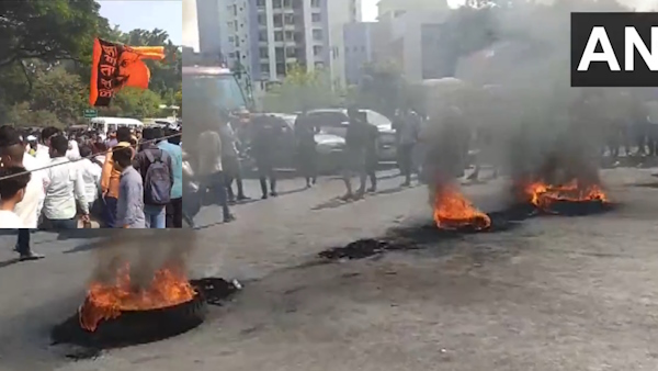  Pro Maratha reservation protestors burn tyres on Pune Bengaluru highway