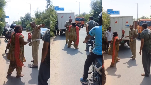 video of a women beating sub inspector with slippers in indirapuram of ghaziabad goes viral 